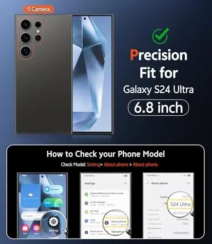 FNTCASE Samsung Galaxy S24-Ultra G‘ilofi: Ekran Himoyachisi va Linza Himoyasiga ega Mat Magnitli Shaffof Telefon G‘iloflari Magsafe Bilan Mos Mustahkam Himoya Telefon Qopqog‘i (C-Qora) - 2