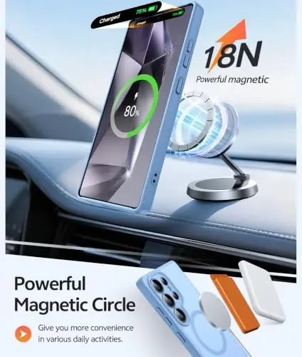 FNTCASE Samsung Galaxy S24 Ultra g'ilofi: [Magsafe uchun mos] [To'liq kamera himoyasi] [Ekran himoyachisi] bilan shaffof mat g'iloflar, Harbiy darajadagi zarbalarga chidamli himoya telefoni g'ilofi - 3