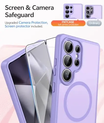 FNTCASE for Samsung Galaxy S24 Ultra Case, Compatible with Magsafe | Screen Protector, Full Camera Protection, Translucent Matte, 14FT Military Grade Drop Proof, Protective Phone Cover - 4