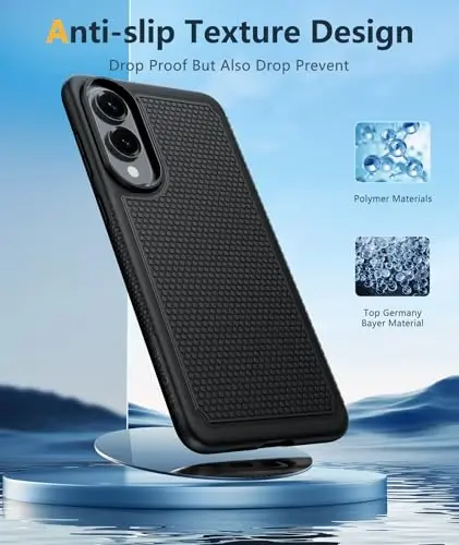 FNTCASE Samsung Galaxy S25 Edge uchun: Yengil mobil telefon qopqog'i Harbiy darajadagi tushishdan himoya Nosilkali teksturali orqa | Qo'pol zarbga chidamli himoya bamper qutilari(Qora) - 4