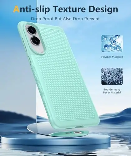 FNTCASE Samsung Galaxy S25-Edge uchun: Yengil mobil telefon qopqog'i Harbiy darajadagi tushishdan himoya, sirpanmaydigan teksturali orqa | Zarbalarga chidamli himoya bamper qoplar (yalpiz yashil) - 4