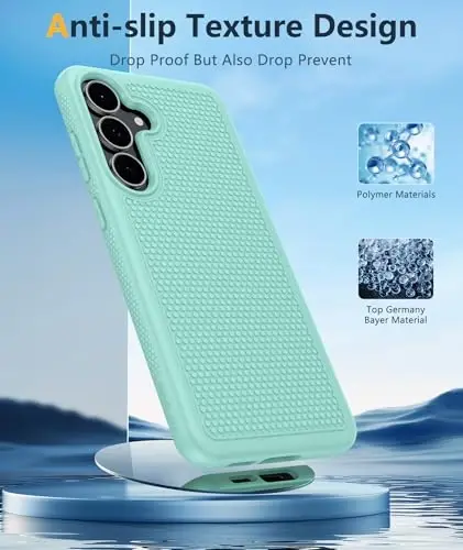 FNTCASE Samsung Galaxy S25-FE uchun g'ilof: zarbaga chidamli himoya yengil vaznli og'ir yuk ko'taruvchi g'ilof, sirpanmaydigan to'qimali orqa | Harbiy darajadagi tushishdan himoya tamponi (yalpiz yashil) - 5