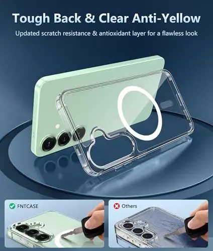 FNTCASE Samsung Galaxy S25 Kılıfı: Galaxy S24 için Şeffaf Manyetik Askeri Sınıf Düşme Korumalı Darbeye Dayanıklı Sararma Önleyici Cep Telefonu Kılıfı - İnce Sağlam Koruyucu Tampon Şeffaf Kılıflar (Şeffaf) - 5