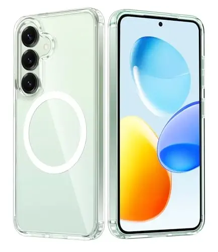 FNTCASE Samsung Galaxy S25 Kılıfı: S24 Şeffaf Manyetik Askeri Sınıf Düşme Korumalı Sararmaz Cep Telefonu Kılıfı - Sağlam Darbeye Dayanıklı Koruyucu Tampon Şeffaf Kılıflar (Şeffaf) 