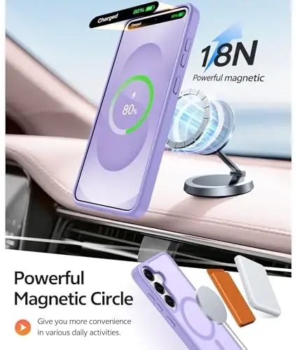 FNTCASE Samsung Galaxy S25 Plus G‘ilof uchun: Samsung Galaxy S24 Plus Telefon G‘ilof [Magsafe bilan mos keladi] Shaffof Mat G‘ilof [Ekran Himoyachisi] Harbiy Darajadagi Zarbga Chidamli Himoya Telefon Qopqog‘i - Och Binafsha - 3