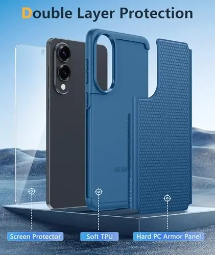 FNTCASE Samsung Galaxy S25 uchun-Edge Case: Yengil mobil telefon qopqog'i Harbiy darajadagi tushishdan himoya, Sirpanmaydigan teksturali orqa | Mustahkam zarbga chidamli himoya bamper qutilari (ko'k) - 3