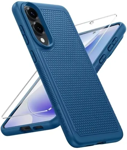 FNTCASE Samsung Galaxy S25 uchun-Edge Case: Yengil mobil telefon qopqog'i Harbiy darajadagi tushishdan himoya, Sirpanmaydigan teksturali orqa | Mustahkam zarbga chidamli himoya bamper qutilari (ko'k) 