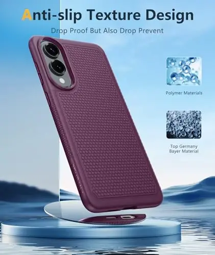 FNTCASE Samsung Galaxy S25 uchun -Edge Case: Yengil mobil telefon qopqog'i Harbiy darajadagi tushishdan himoya, sirpanmaydigan teksturali orqa tomoni bilan | Rugged zarbaga chidamli himoya bumper qutilari (Burgundi) - 4