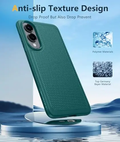 FNTCASE Samsung Galaxy S25 uchun-Edge Case: Yengil mobil telefon qopqog'i Harbiy darajadagi tushishdan himoya, sirpanmaydigan teksturali orqa | Zarba o'tkazmaydigan himoya bamperli g'iloflar (Yashil) - 4