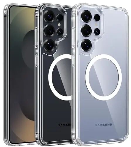 FNTCASE Samsung Galaxy S25-Ultra Gilofi uchun: Magsafe bilan mos keladigan shaffof magnitli telefon g‘iloflari, yupqa, sarg‘ayishga qarshi, mustahkam, zarbaga chidamli, himoya qiluvchi shaffof bamperli uyali telefon qopqog‘i (A-Clear) - 1