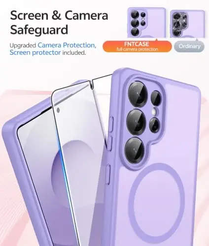 FNTCASE for Samsung Galaxy S25 Ultra Case, Compatible with Magsafe | Screen Protector, Full Camera Protection, Translucent Matte, 14FT Military Grade Drop Proof, Protective Phone Cover - 4