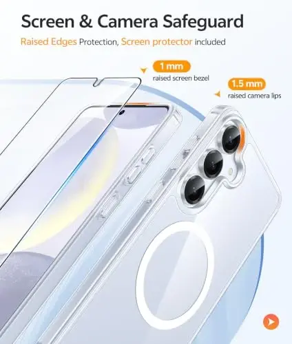 FNTCASE for Samsung Galaxy S25/S24 Case: Galaxy S24/S25 Phone Case [Fit with Magsafe] Anti Yellowing Transparent Clear [Screen Protector] Military Grade Shockproof Protective Phone Cover-Clear - 4