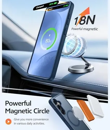 FNTCASE Samsung Galaxy S25/S24 uchun g‘ilof: Galaxy S24/S25 Telefon g‘ilofi [Magsafe bilan mos keladi] Shaffof mat g‘ilof [Ekran himoyachisi] Harbiy darajadagi zarbaga chidamli himoya telefon qopqog‘i - Ko‘k - 3