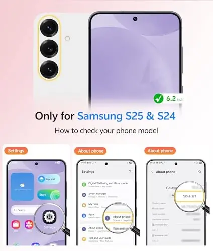 FNTCASE Samsung Galaxy S25/S24 uchun g‘ilof: Galaxy S24/S25 Telefon G‘ilofi [Magsafe bilan mos keladi] Shaffof Mat G‘ilof [Ekran himoyasi] Harbiy darajadagi zarbaga chidamli himoya telefon qopqog‘i - Och binafsha rang - 2