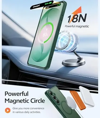 FNTCASE for Samsung Galaxy S26 Case, Fit for Magsafe, with Screen Protector | Full Camera Protection, Translucent Matte, 14FT Military Grade Drop Proof, Shockproof Protective Phone Cover, Green - 3