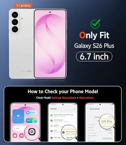 FNTCASE Samsung Galaxy S26-Plus g'ilofi: Magsafe bilan mos keluvchi ekran himoyachisiga ega shaffof magnit telefon g'iloflari, yupqa, sarg'aymaydigan, zarbaga chidamli himoya qopqog'i (pushti magnit) - FNTCASE (1)
