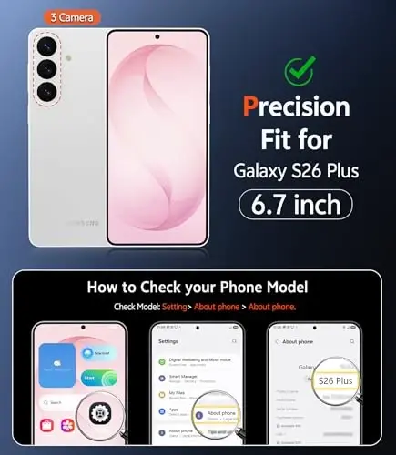 FNTCASE Samsung Galaxy S26-Plus Kılıf: Ekran Koruyuculu Mat Manyetik Telefon Kılıfı, Magsafe Uyumlu, İnce, Sararmaz, Yarı Saydam Koruyucu Kapak (C-Buzlu Pembe Manyetik) - 2