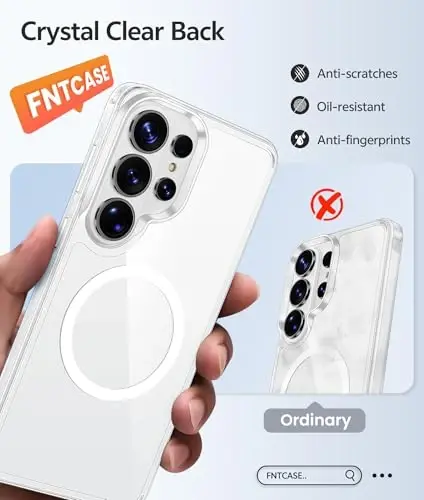 FNTCASE Samsung Galaxy S26-Ultra G‘ilofi: [Magsafe uchun mos] [Ekran Himoyasi] Sarg‘aymaydigan Shaffof Harbiy Darajadagi - Zarbga chidamli Himoya Telefon Qopqog‘i - Shaffof - 5