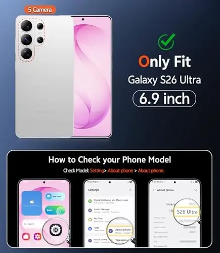 FNTCASE Samsung Galaxy S26-Ultra Kılıfı: Ekran Koruyuculu Şeffaf Manyetik Telefon Kılıfları, Magsafe Uyumlu, İnce, Sararmaz, Dayanıklı Koruyucu Şeffaf Cep Telefonu Kapağı (Pembe Manyetik) - 2