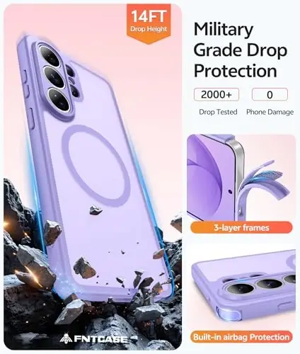 FNTCASE for Samsung Galaxy S26 Ultra Case, Compatible with Magsafe | Screen Protector, Full Camera Protection, Translucent Matte, 14FT Military Grade Drop Proof, Protective Phone Cover - 5