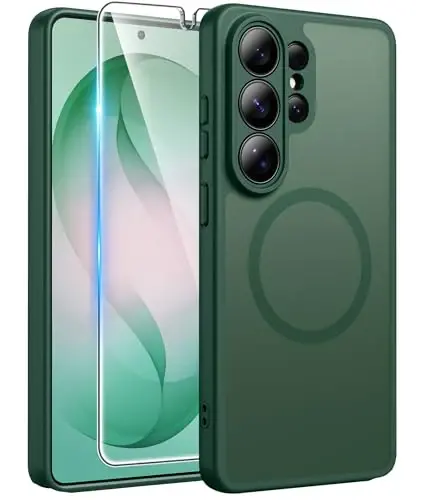 FNTCASE for Samsung Galaxy S26 Ultra Case, Compatible with Magsafe Green | Screen Protector, Full Camera Protection, Translucent Matte, 14FT Military Grade Drop Proof, Protective Phone Cover 
