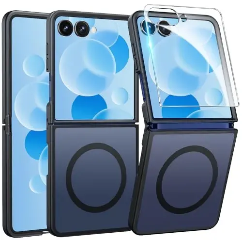 FNTCASE Samsung-Galaxy Z-Flip-7 Magnit G‘ilof: Shaffof Mat Teksturali Harbiy Darajadagi Tomchidan Himoya qiluvchi Telefon Qopqog‘i - Bardoshli Mustahkam Zarbaga Qarshi Himoya Bumper G‘iloflari 