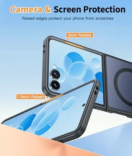 FNTCASE Samsung-Galaxy Z-Flip-7 Magnit G‘ilof: Shaffof Mat Teksturali Harbiy Darajadagi Tomchidan Himoya qiluvchi Telefon Qopqog‘i - Bardoshli Mustahkam Zarbaga Qarshi Himoya Bumper G‘iloflari - 5