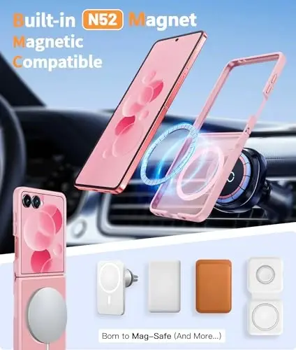 FNTCASE Samsung-Galaxy Z-Flip-7 Magnit G‘ilof: Shaffof Mat To‘qimali Harbiy Darajadagi Tomchidan Himoya Qiluvchi Telefon Qopqog‘i - Bardoshli Mustahkam Zarbga Qarshi Himoya Bumper G‘iloflari - 3