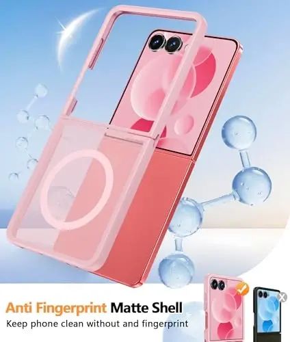 FNTCASE Samsung-Galaxy Z-Flip-7 Magnit G‘ilof: Shaffof Mat To‘qimali Harbiy Darajadagi Tomchidan Himoya Qiluvchi Telefon Qopqog‘i - Bardoshli Mustahkam Zarbga Qarshi Himoya Bumper G‘iloflari - 4