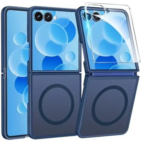 FNTCASE Samsung-Galaxy Z-Flip-7 Magnit G‘ilofi: Shaffof Mat To‘qimali Harbiy Darajadagi Tomchidan Himoya qiluvchi Telefon Qopqog‘i - Bardoshli Mustahkam Zarbga Qarshi Himoya Bumper G‘iloflari 