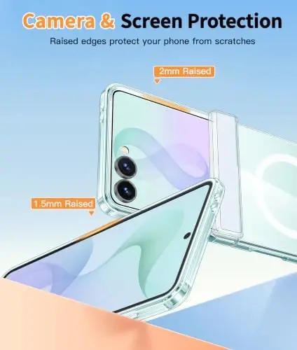 FNTCASE Samsung Galaxy Z Flip 8 Kılıf, Magsafe Uyumlu, Ekran Koruyucu | Menteşe Koruması, Sararmaya Karşı Dirençli Manyetik Arka Yüzey, 18FT Askeri Sınıf Düşmeye Dayanıklı, Koruyucu Telefon Kılıfı, Şeffaf - 6