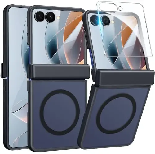 FNTCASE Samsung-Galaxy Z Flip 8 uchun Menteşe Himoyali Mat G'ilof | Magsafe bilan mos, Ekran Himoyachisi, Harbiy Darajadagi Zarbga Qarshi Himoya, Magnit Shaffof Telefon G'ilofi 