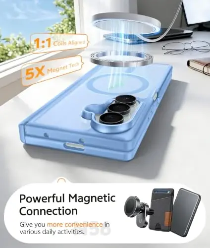 FNTCASE Samsung Galaxy Z Fold 7 G'ilof: Galaxy Z Fold 8 Ultra G'ilof [Hinge Himoyasi + Ekran Himoyachisi] [Magsafe uchun mos] Harbiy darajadagi tushishdan himoya qiluvchi, yarim shaffof mat telefon qopqog'i - Och ko'k - 5