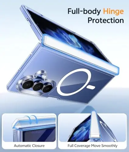 FNTCASE for Samsung Galaxy Z Fold 7 Case: Galaxy Z Fold 8 Ultra Case [Hinge Protection + Screen Protector] [Fit for Magsafe] Military Grade Drop Protective, Transparent Clear Phone Cover - Clear - 3