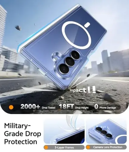 FNTCASE for Samsung Galaxy Z Fold 7 Case: Galaxy Z Fold 8 Ultra Case [Hinge Protection + Screen Protector] [Fit for Magsafe] Military Grade Drop Protective, Transparent Clear Phone Cover - Clear - 4