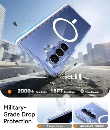 FNTCASE for Samsung Galaxy Z Fold 8 Ultra / Z Fold 7 Case, Fit for Magsafe | Hinge Protection, Screen Protector, Clear Anti Yellowing, 18FT Military Grade Drop Proof, Protective Phone Cover, Transparent - 4
