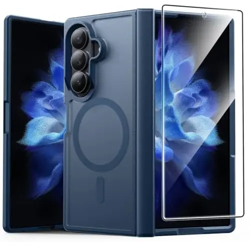 FNTCASE for Samsung Galaxy Z Fold 8 Ultra / Z Fold 7 Case, Fit for Magsafe | Hinge Protection, Screen Protector, Translucent Matte, 18FT Military Grade Drop Proof, Protective Phone Cover, Blue 