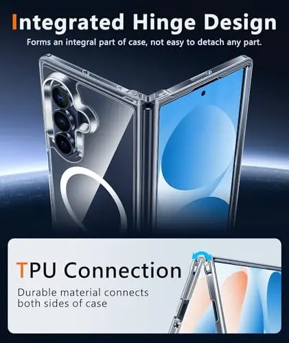 FNTCASE for Samsung Galaxy Z Fold 7 Case: [Fit for Magsafe] [Screen Protector] Military Grade Drop Protection, Anti Yellowing Transparent Magnetic Back, Shockproof Protective Fold7 Phone Cover - Clear - 2