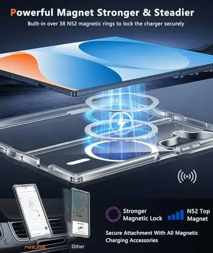 FNTCASE for Samsung Galaxy Z Fold 7 Case: [Fit for Magsafe] [Screen Protector] Military Grade Drop Protection, Anti Yellowing Transparent Magnetic Back, Shockproof Protective Fold7 Phone Cover - Clear - 4