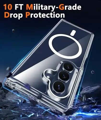 FNTCASE for Samsung Galaxy Z Fold 8 Ultra / Z Fold 7 Case, Fit for Magsafe | Screen Protector, Clear Anti Yellowing, 18FT Military Grade Drop Protection, Shockproof Protective Phone Cover, Transparent - 3