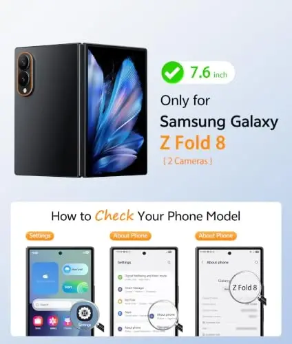 FNTCASE Samsung Galaxy Z Fold 8 Kılıf, Magsafe Uyumlu, Menteşe Koruması | Ekran Koruyucu, Yarı Saydam Mat Mıknatıslı Arka Yüzey, 18FT Askeri Sınıf Düşmeye Dayanıklı, Koruyucu Telefon Kılıfı, Açık Mor - FNTCASE (1)