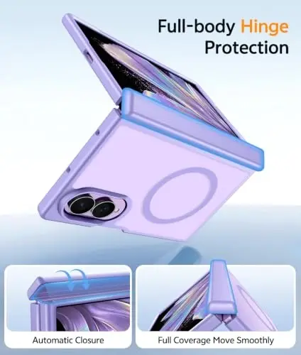 FNTCASE Samsung Galaxy Z Fold 8 Kılıf, Magsafe Uyumlu, Menteşe Koruması | Ekran Koruyucu, Yarı Saydam Mat Mıknatıslı Arka Yüzey, 18FT Askeri Sınıf Düşmeye Dayanıklı, Koruyucu Telefon Kılıfı, Açık Mor - 3