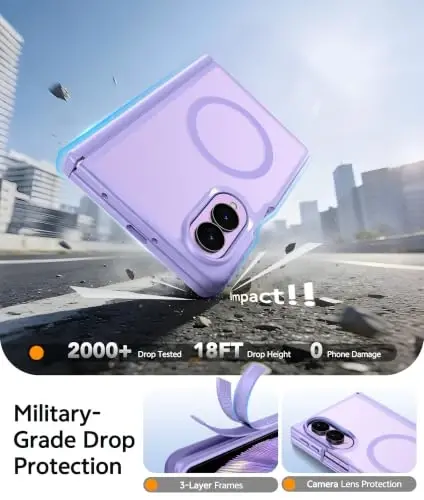 FNTCASE Samsung Galaxy Z Fold 8 Kılıf, Magsafe Uyumlu, Menteşe Koruması | Ekran Koruyucu, Yarı Saydam Mat Mıknatıslı Arka Yüzey, 18FT Askeri Sınıf Düşmeye Dayanıklı, Koruyucu Telefon Kılıfı, Açık Mor - 4