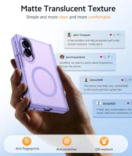 FNTCASE Samsung Galaxy Z Fold 8 Kılıf, Magsafe Uyumlu, Menteşe Koruması | Ekran Koruyucu, Yarı Saydam Mat Mıknatıslı Arka Yüzey, 18FT Askeri Sınıf Düşmeye Dayanıklı, Koruyucu Telefon Kılıfı, Açık Mor - 6
