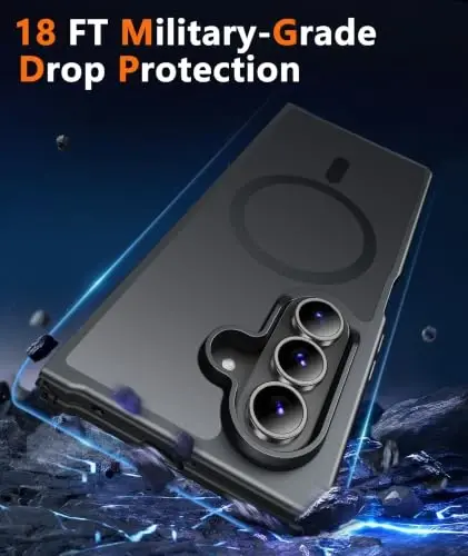 FNTCASE for Samsung Galaxy Z Fold7 Case: [Fit for Magsafe] [Screen Protector] Magnetic Translucent Matte, Military Grade Drop Protection, Shockproof Protective for Fold 7 Phone Cover (Black 8.0 inch) - 5