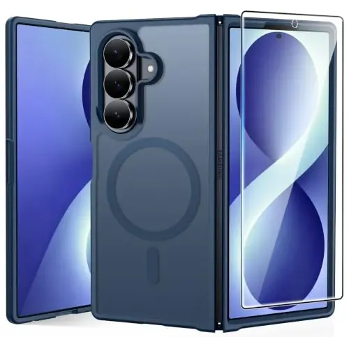 FNTCASE for Samsung Galaxy Z Fold 8 Ultra / Z Fold 7 Case, Fit for Magsafe | Screen Protector, Translucent Matte, 18FT Military Grade Drop Protection, Shockproof Protective Phone Cover, Blue 