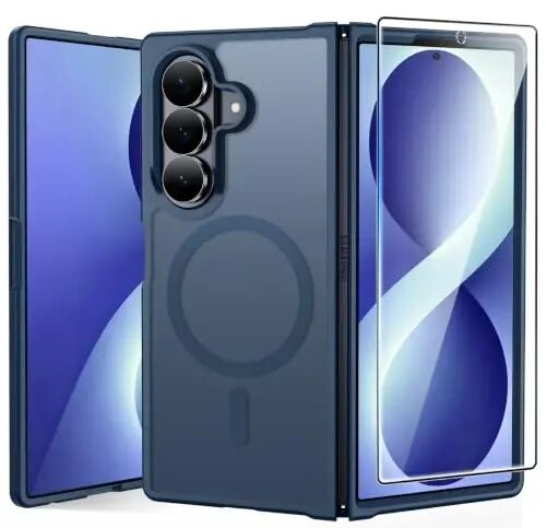 FNTCASE for Samsung Galaxy Z Fold 8 Ultra / Z Fold 7 Case, Fit for Magsafe | Screen Protector, Translucent Matte, 18FT Military Grade Drop Protection, Shockproof Protective Phone Cover, Blue - 1