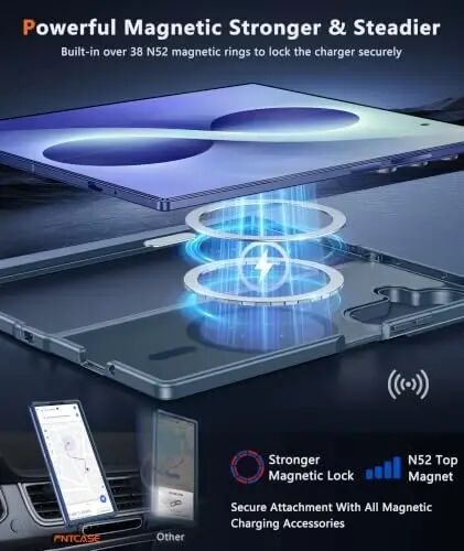 FNTCASE for Samsung Galaxy Z Fold 8 Ultra / Z Fold 7 Case, Fit for Magsafe | Screen Protector, Translucent Matte, 18FT Military Grade Drop Protection, Shockproof Protective Phone Cover, Blue - 3