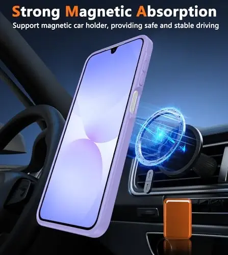 FNTCASE uchun Galaxy A26 5G telefon g‘ilofi: Magnitli mat shaffof harbiy darajadagi tushishdan himoya qiluvchi uyali telefon qopqog‘i - Samsung A26 g‘iloflari uchun yupqa, mustahkam, bardoshli, zarbaga chidamli himoya - Och binafsha - 4