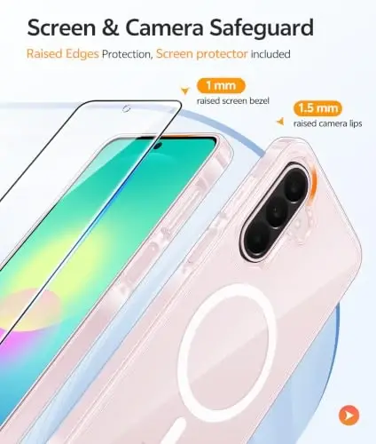 FNTCASE uchun Galaxy A27 5G Telefon Gilof: Samsung A27 Giloflari uchun [Magsafe bilan mos keladi] [Ekran himoyasi] Harbiy darajadagi tushishdan himoya qilish, sariqqa qarshi tiniq orqa, yupqa zarbaga chidamli himoya qopqog'i - Tiniq - 4